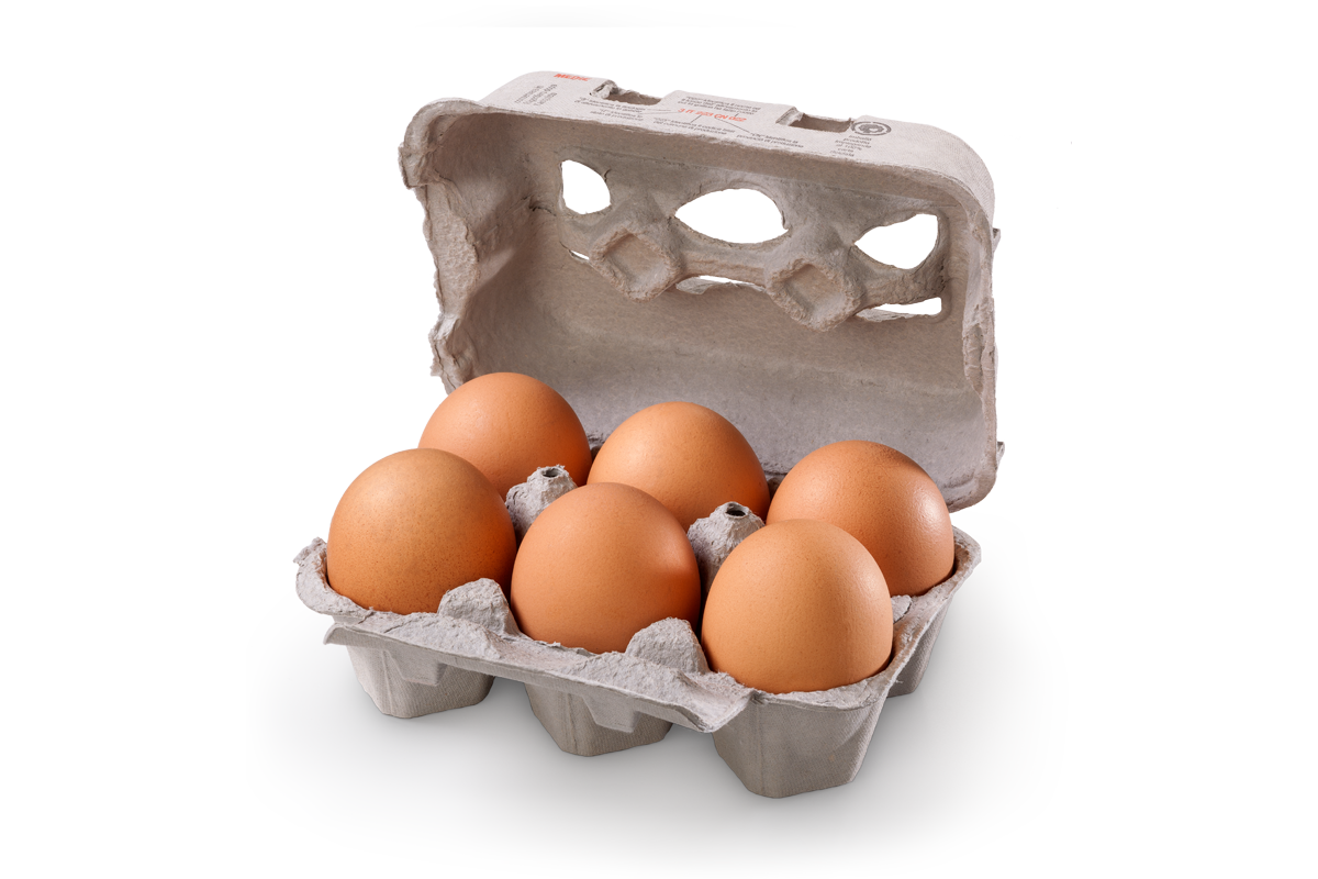 Uova di gallina M medie. Confezione in polpa di legno da 6 uova - Uovo del Roero